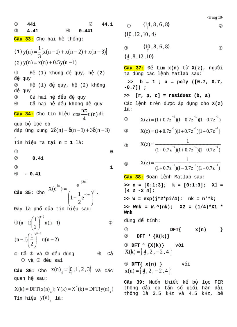 image for page Đề thi môn xử lý tín hiệu số 2