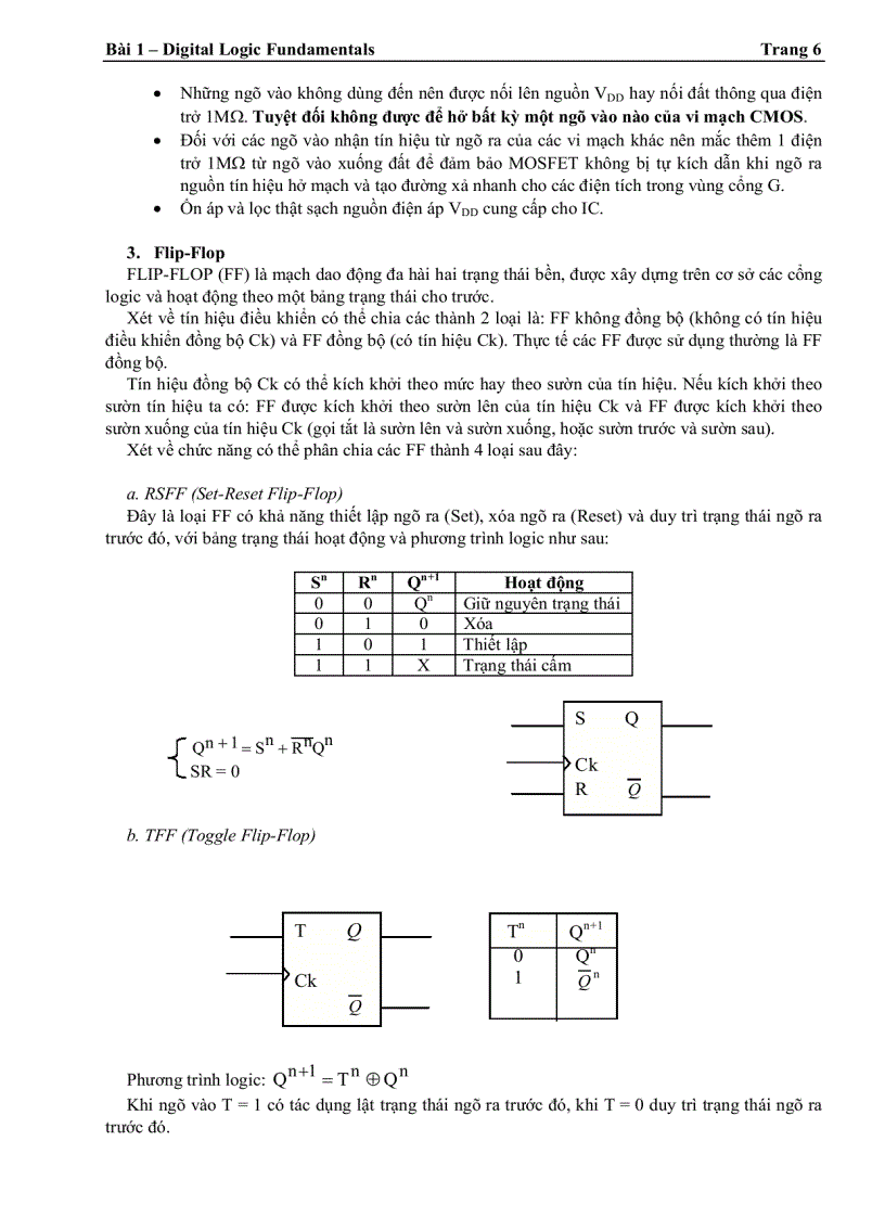 Khảo sát cổng logic và flip flop