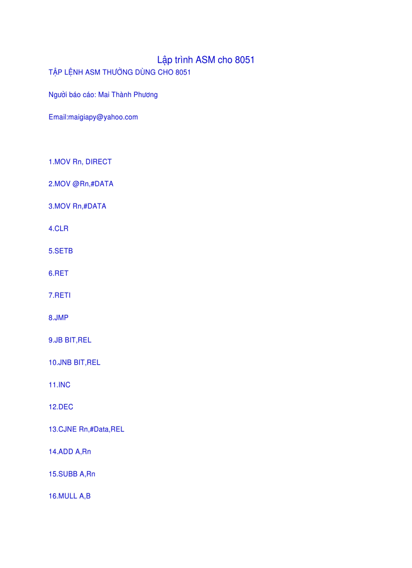 image for page Lập trình ASM cho 8051