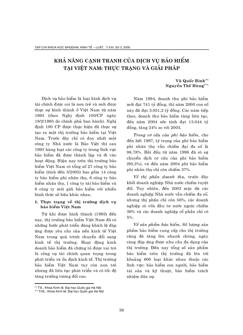 image for page Khả năng Cạnh tranh của Dịch vụ bảo hiểm tại Việt nam thực trạng và giải pháp