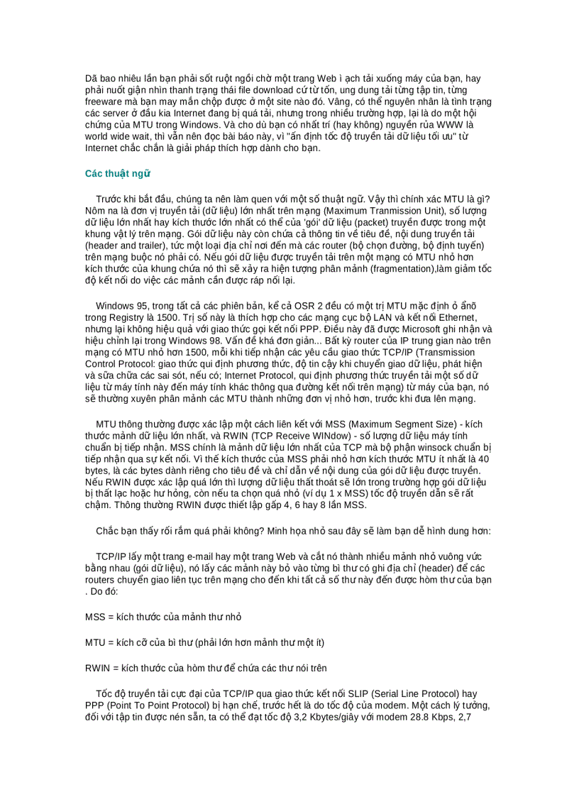 image for page Ấn định tốc độ truyền tải dữ liệu tối ưu