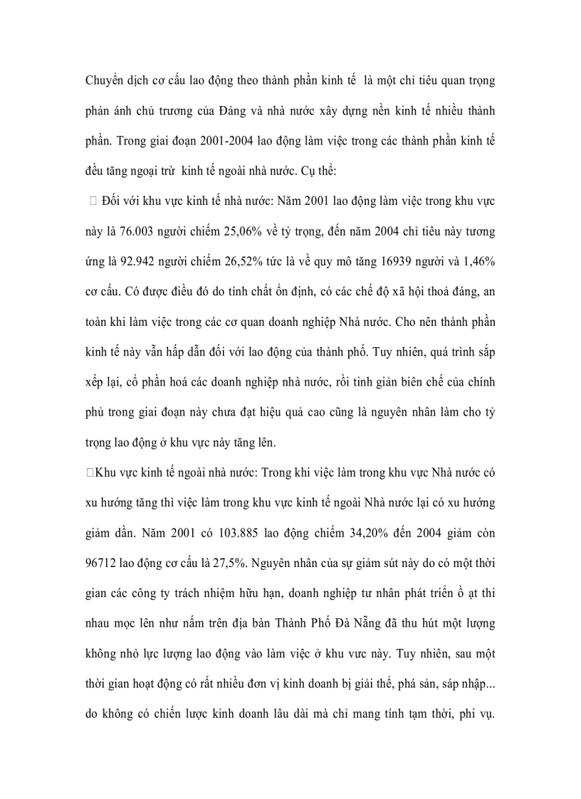 Cơ cấu lao động chia theo khu vực thành thị nông thôn Chuyển dịch cơ cấu lao động kinh tế tại Đà Nẵng