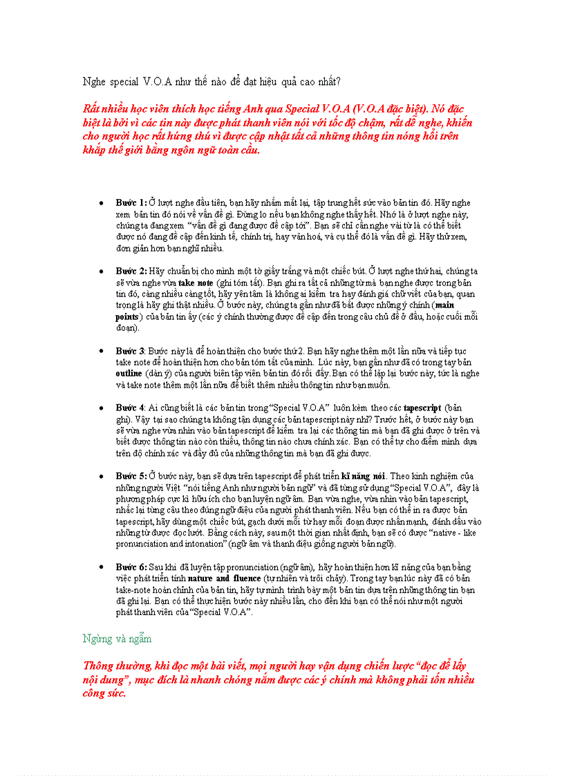 image for page Nghe special V O A như thế nào để đạt hiệu quả cao nhất