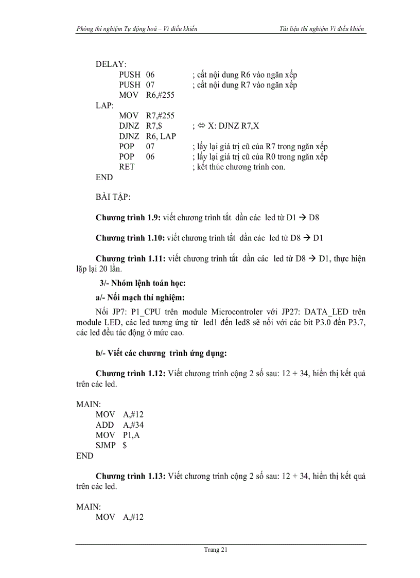 image for page Tổng quan về kit thí nghiệm vi điều khiển μp8951