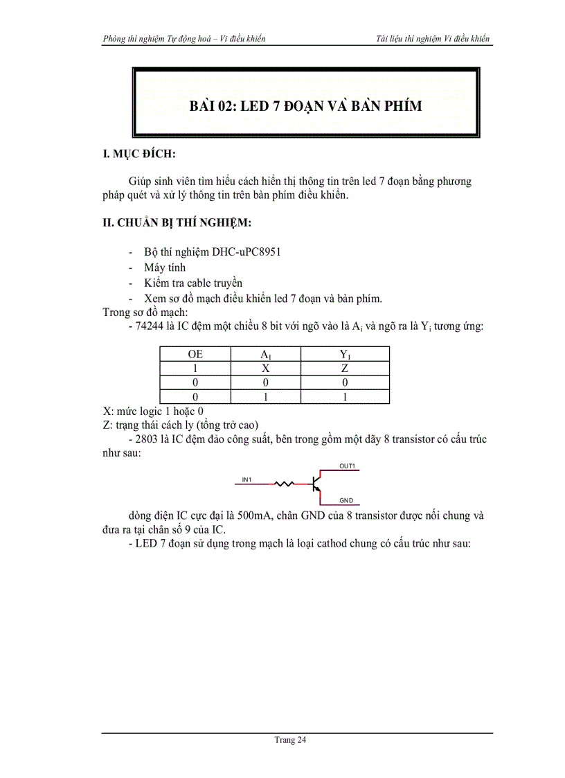 image for page Tổng quan về kit thí nghiệm vi điều khiển μp8951