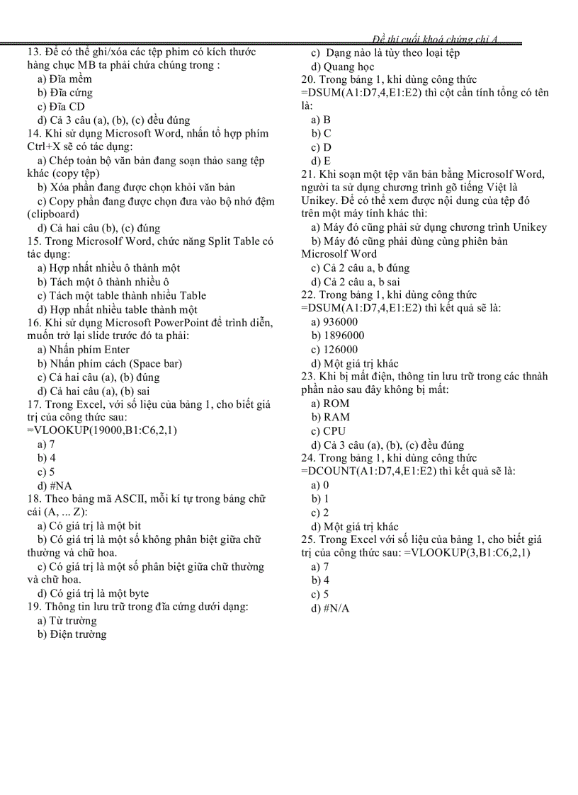 image for page Đề thi tin học văn phòng