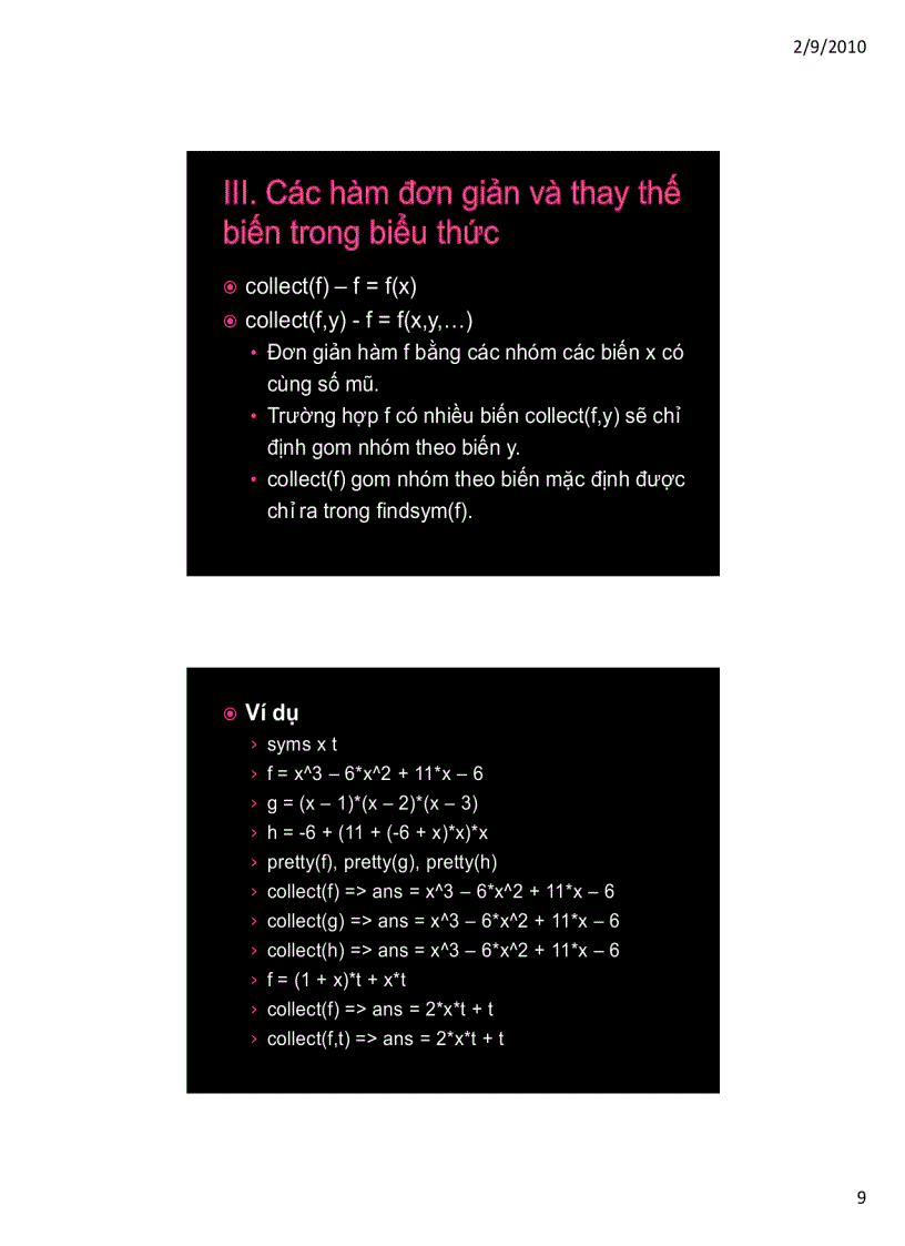 image for page Tính toán hình thức trong matlab