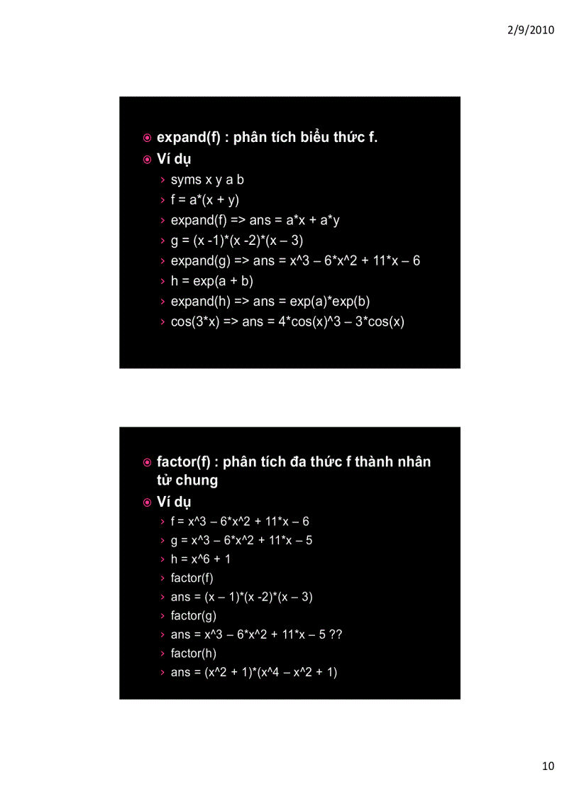 image for page Tính toán hình thức trong matlab