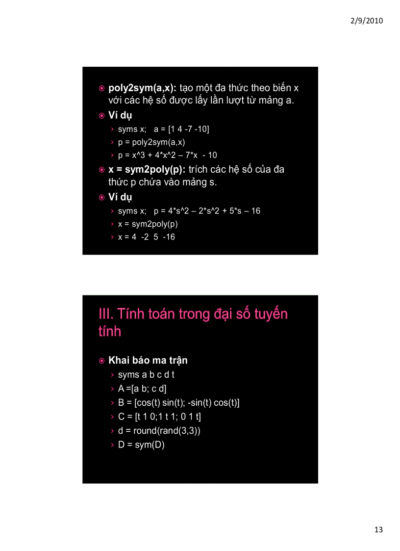 image for page Tính toán hình thức trong matlab