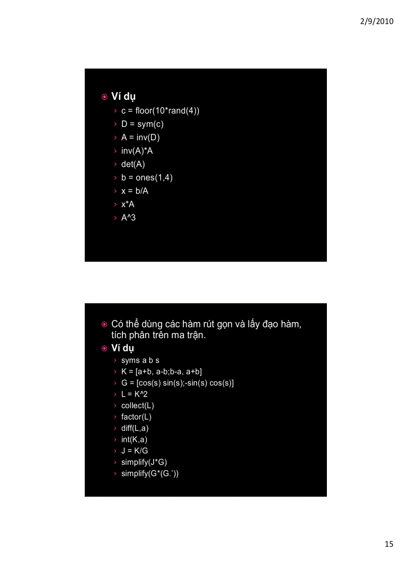 image for page Tính toán hình thức trong matlab