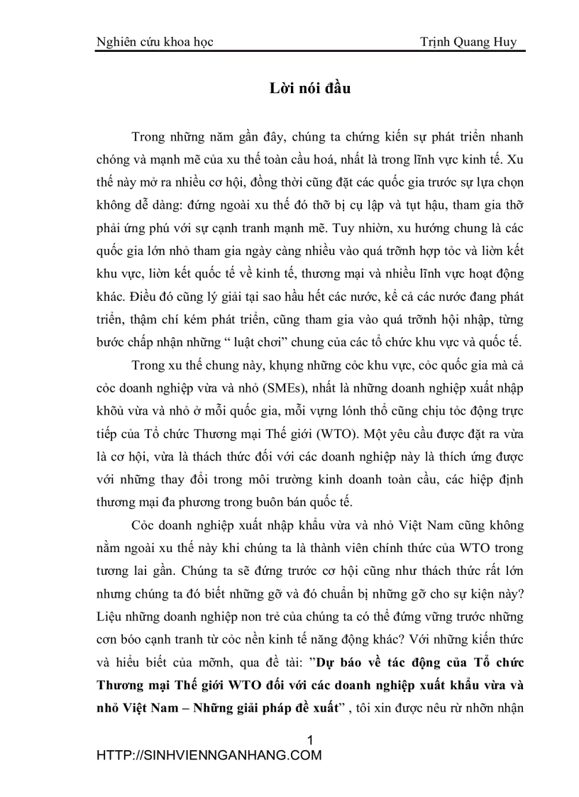 image for page Dự báo về tác động của Tổ chức Thương mại Thế giới WTO đối với các doanh nghiệp xuất khẩu vừa và nhỏ Việt Nam Những giải pháp đề xuất