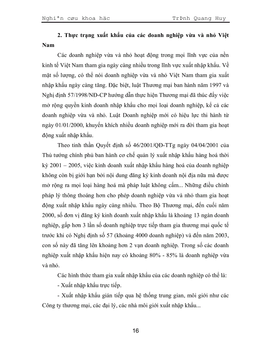 image for page Dự báo về tác động của Tổ chức Thương mại Thế giới WTO đối với các doanh nghiệp xuất khẩu vừa và nhỏ Việt Nam Những giải pháp đề xuất