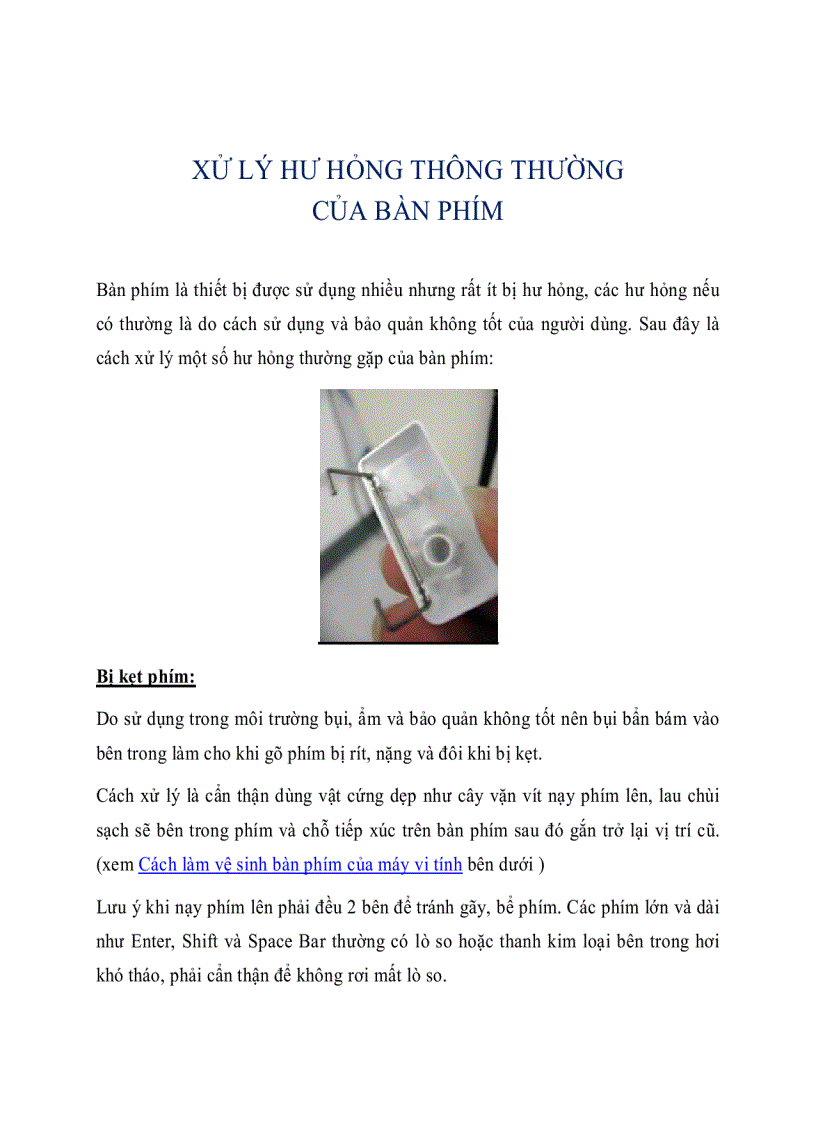 image for page Xử lý hư hỏng thông thường của bàn phím