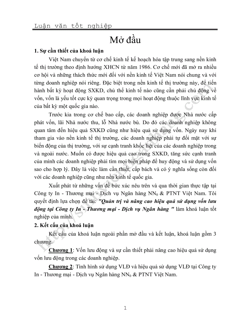 image for page Quản trị và nâng cao hiệu quả sử dụng vốn lưu động tại Công ty In Thương mại Dịch vụ Ngân hàng
