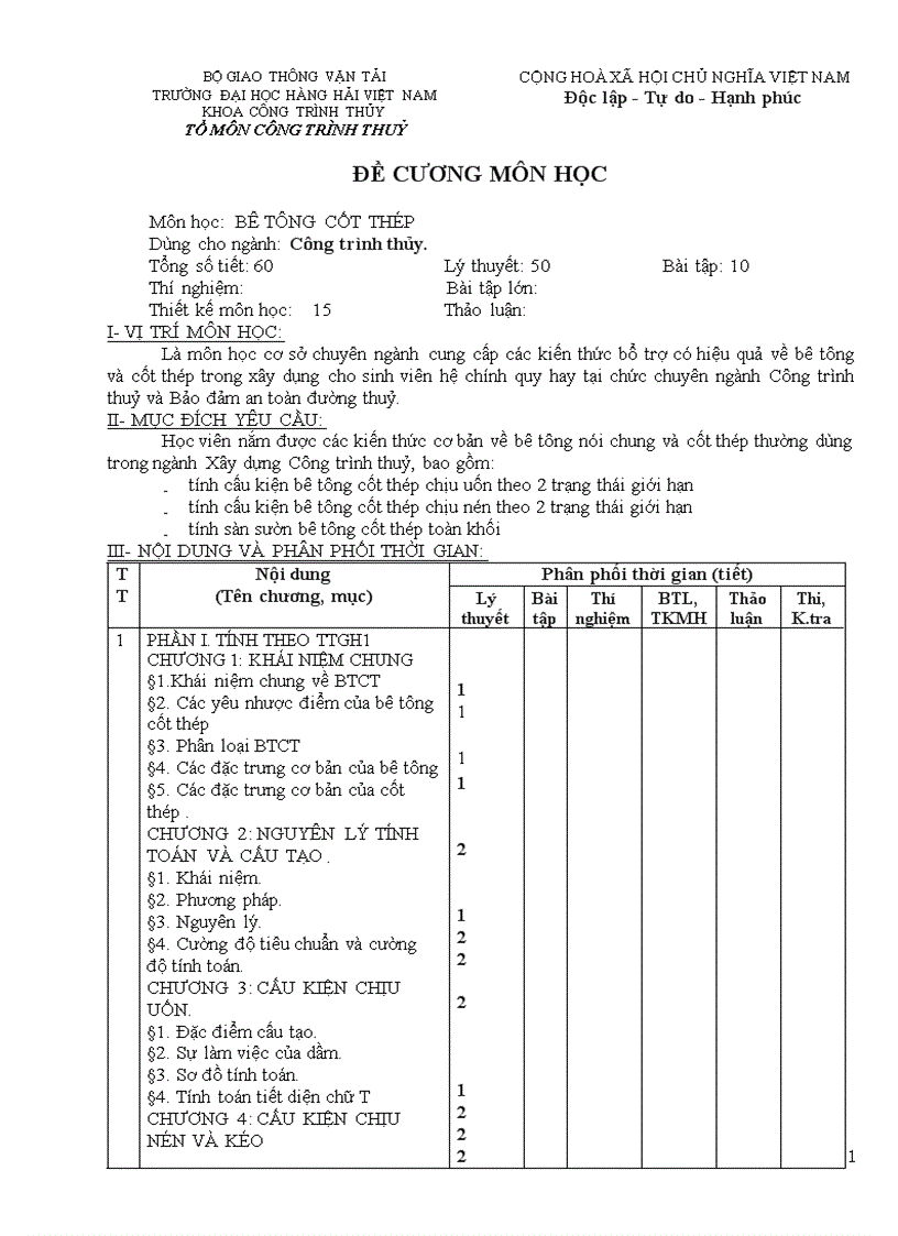 image for page Đề cương môn học bê tông cốt thép