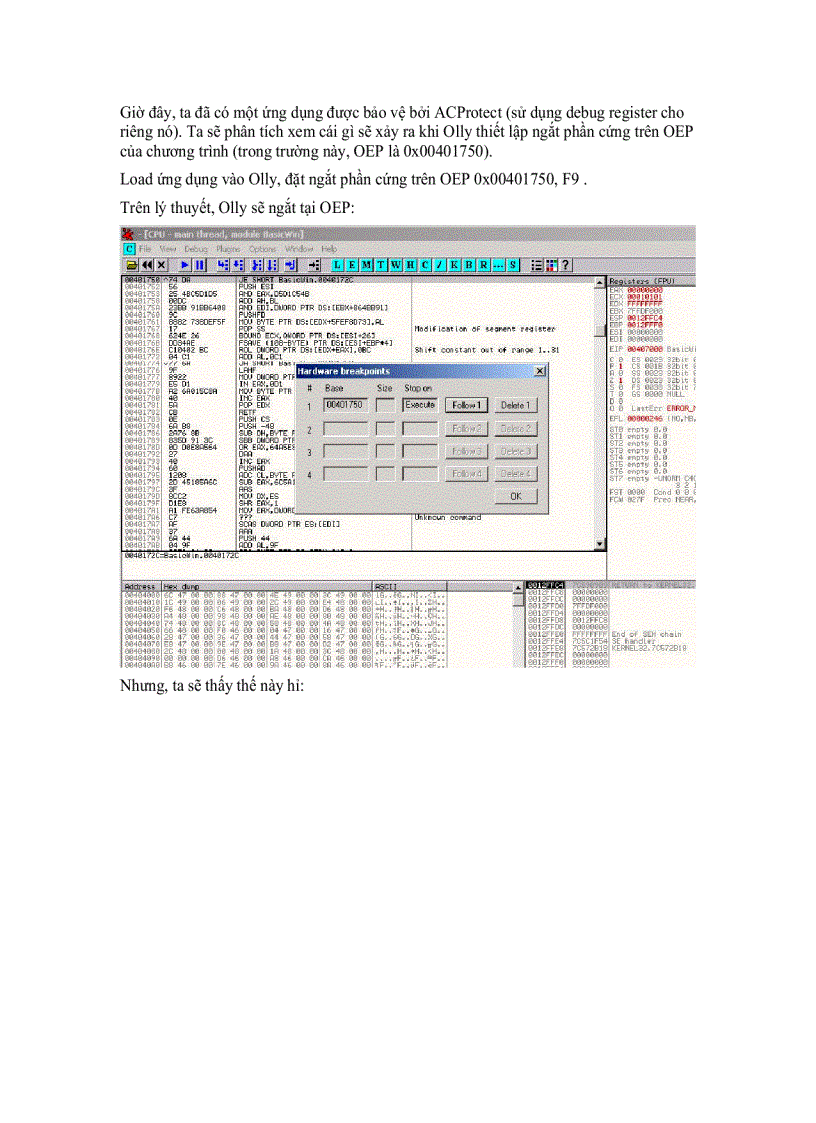 image for page Analyze ACProtect s use of HardWare Debug Register Lunar of ARTeam
