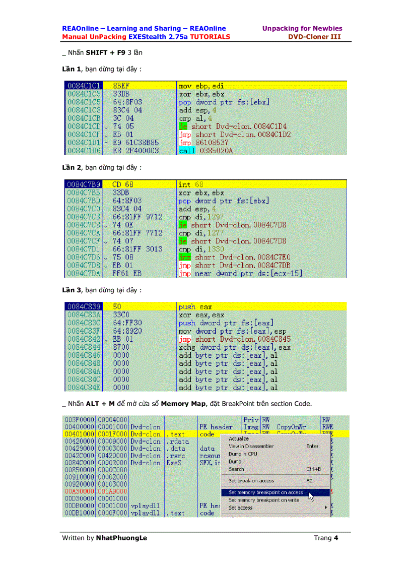 image for page Manual Unpacking EXEStealth 2 75a