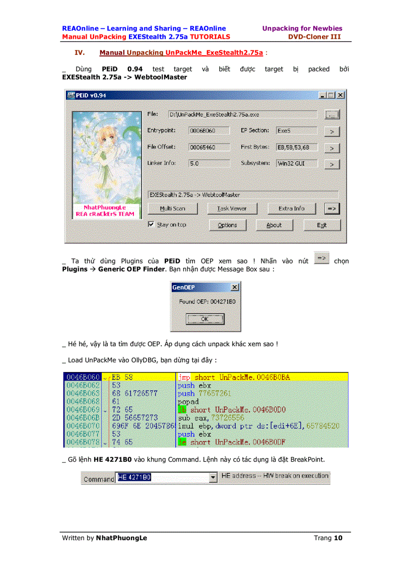 image for page Manual Unpacking EXEStealth 2 75a