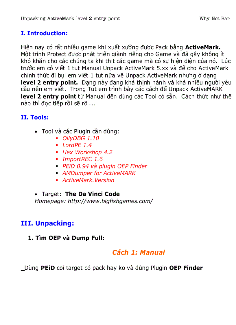 image for page Unpacking ActiveMark level 2 entry point