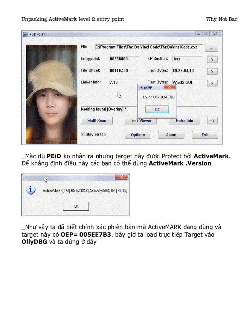 image for page Unpacking ActiveMark level 2 entry point