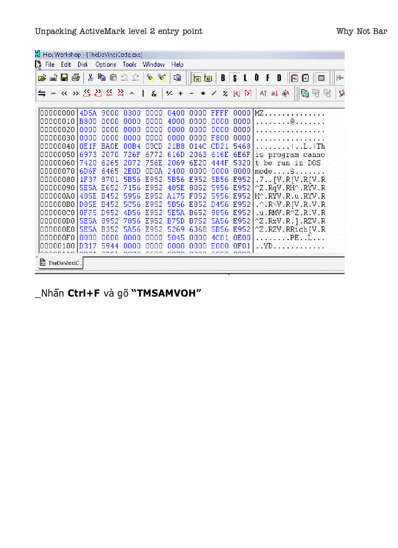 image for page Unpacking ActiveMark level 2 entry point