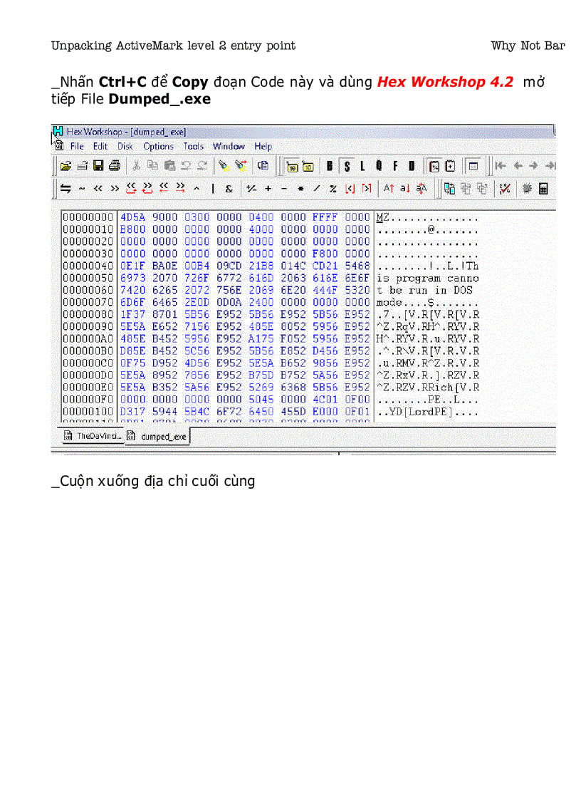 image for page Unpacking ActiveMark level 2 entry point