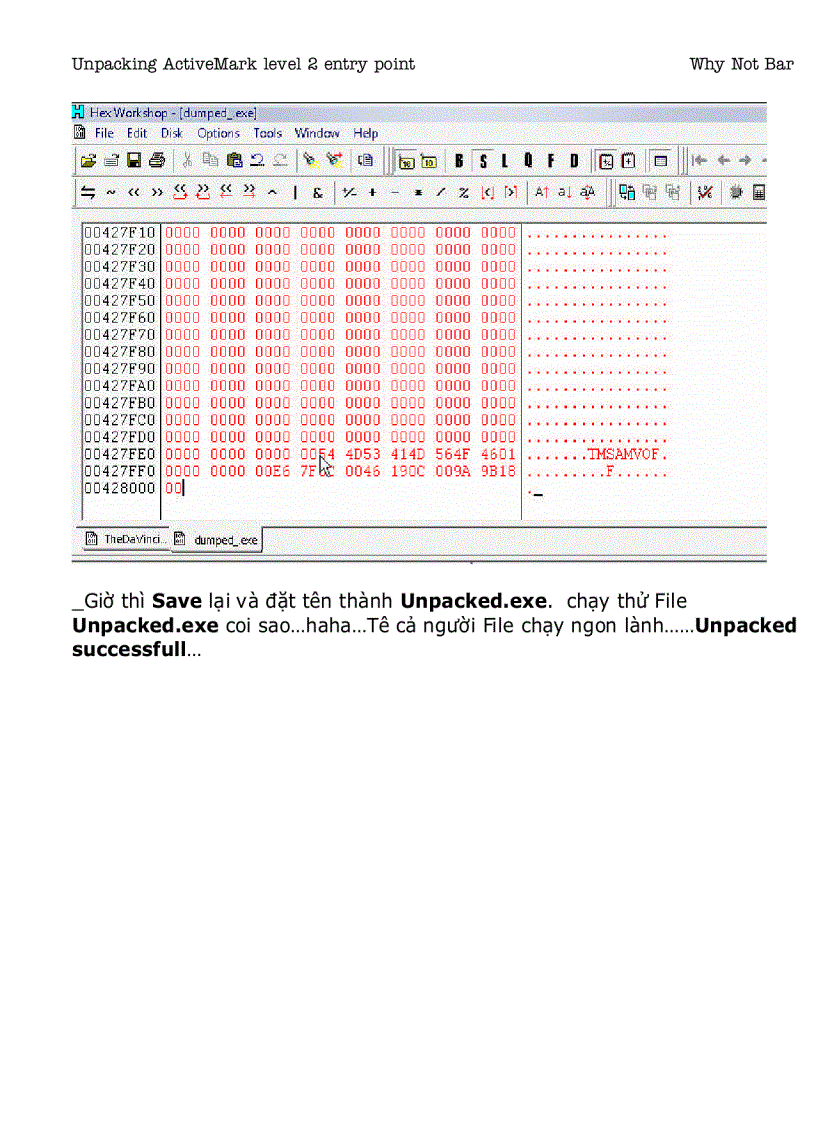 image for page Unpacking ActiveMark level 2 entry point