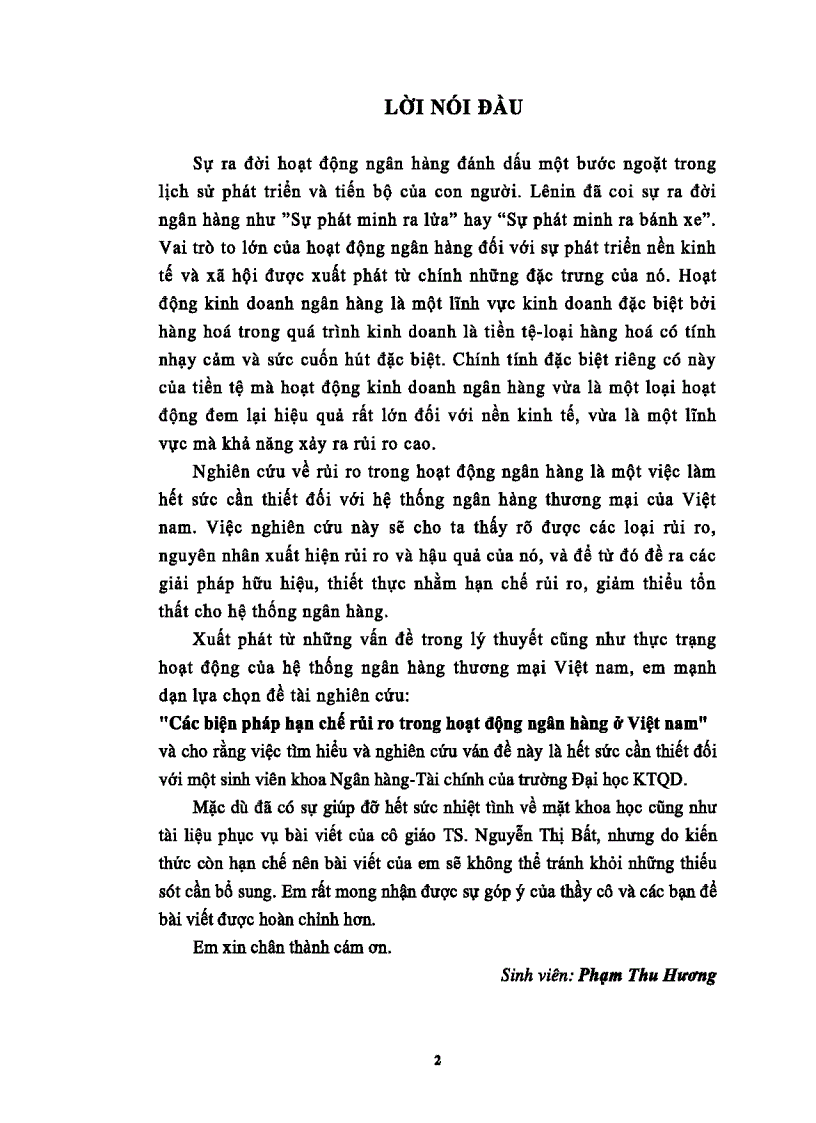 Rủi ro trong hoạt động ngân hàng