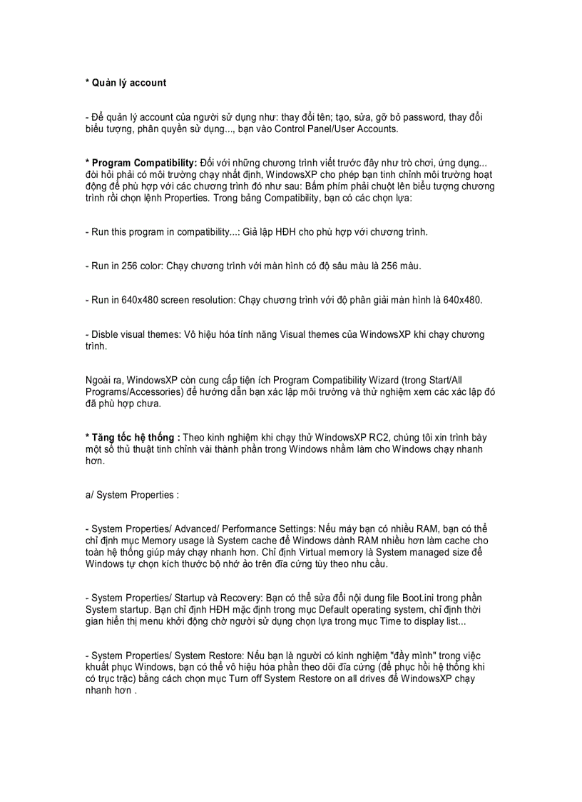 image for page Vài điều cần biết khi cài đặt và sử dụng Windows XP