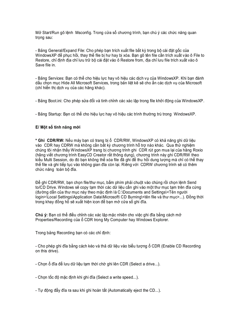 image for page Vài điều cần biết khi cài đặt và sử dụng Windows XP