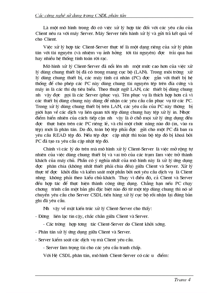 image for page Các công nghệ sử dụng trong CSDL phân tán và Oracle