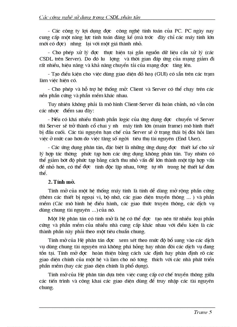 image for page Các công nghệ sử dụng trong CSDL phân tán và Oracle