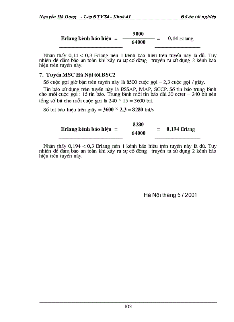 image for page Thí dụ về thiết kế báo hiệu số 7 trong mạng thông tin di động