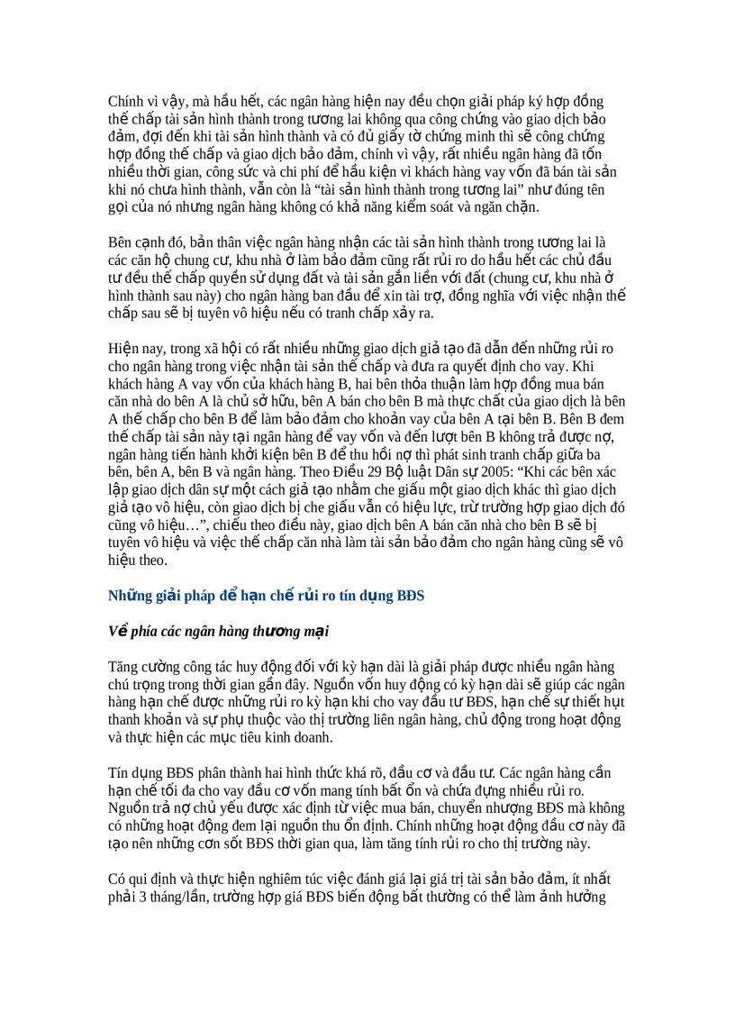 image for page Những rủi ro từ việc nhận thế chấp bất động sản và giải pháp phòng ngừa trong hệ thống ngân hàng việt nam
