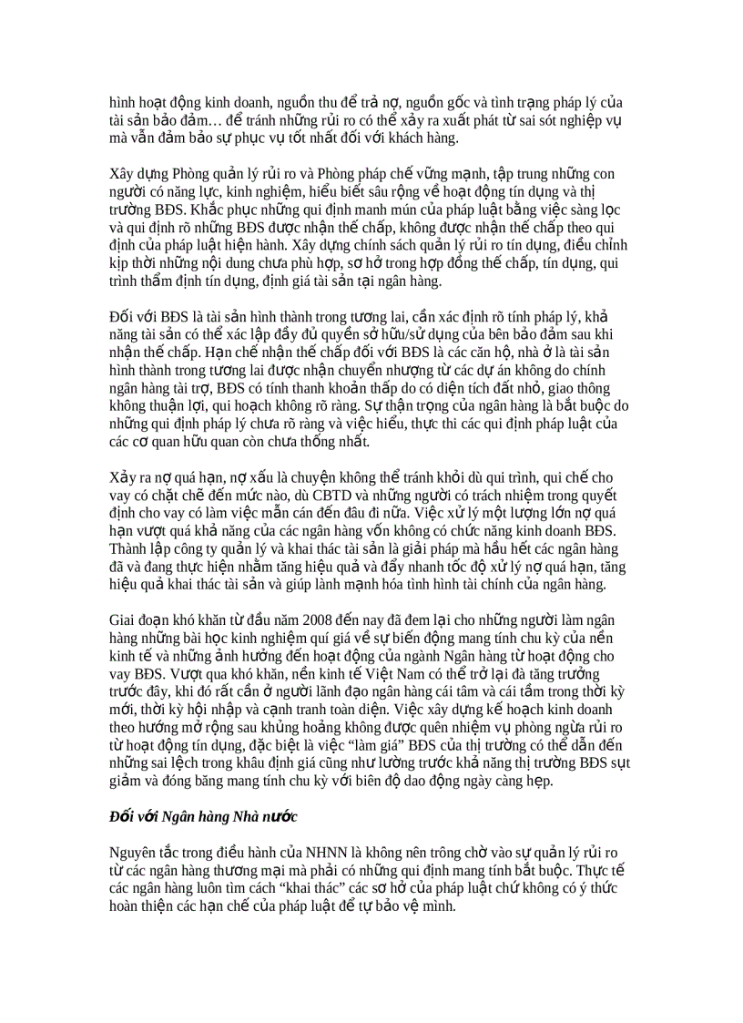 image for page Những rủi ro từ việc nhận thế chấp bất động sản và giải pháp phòng ngừa trong hệ thống ngân hàng việt nam