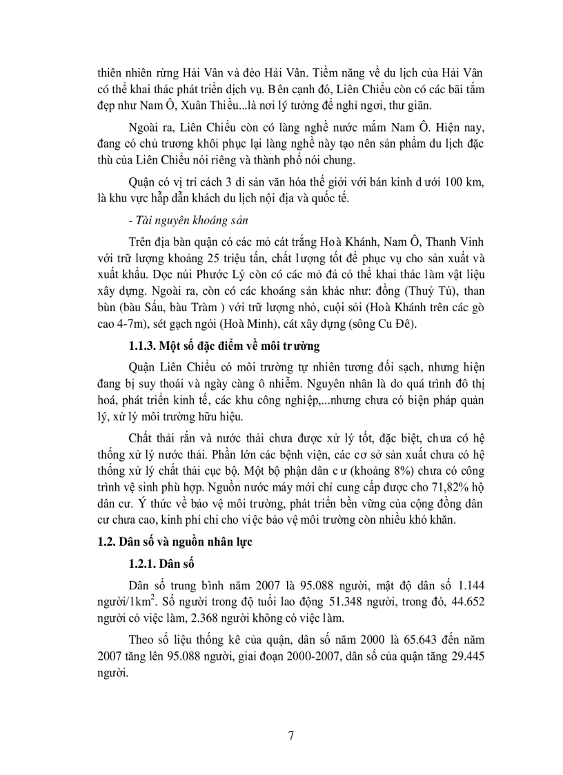 image for page Phân tích đánh giá các nguồn lực và điều kiện phát triển phát triển KT XH quận Liên Chiểu