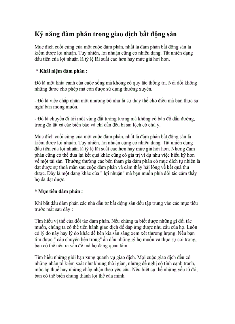 image for page Kỹ năng đàm phán trong giao dịch bất động sản 1
