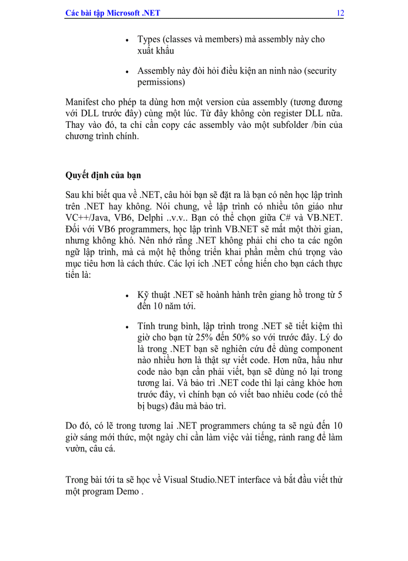 image for page Các bài tập Micosoft NET