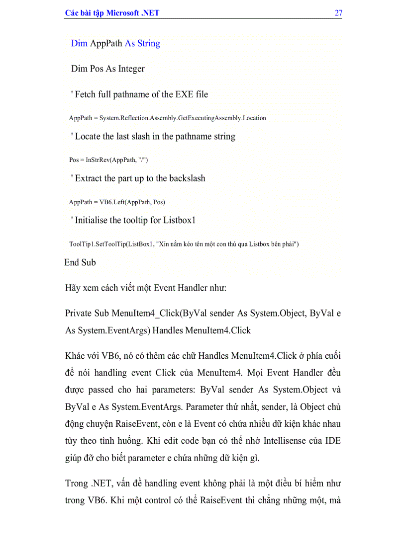 image for page Các bài tập Micosoft NET