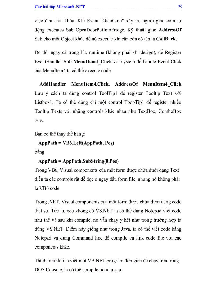 image for page Các bài tập Micosoft NET