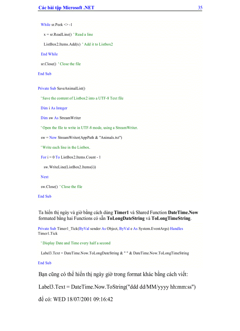 image for page Các bài tập Micosoft NET