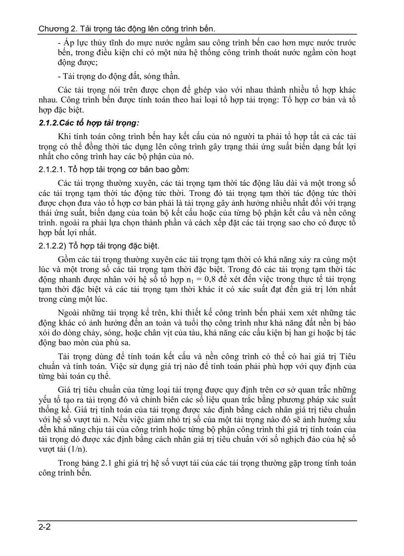 image for page Tải trọng tác động lên công trình bến