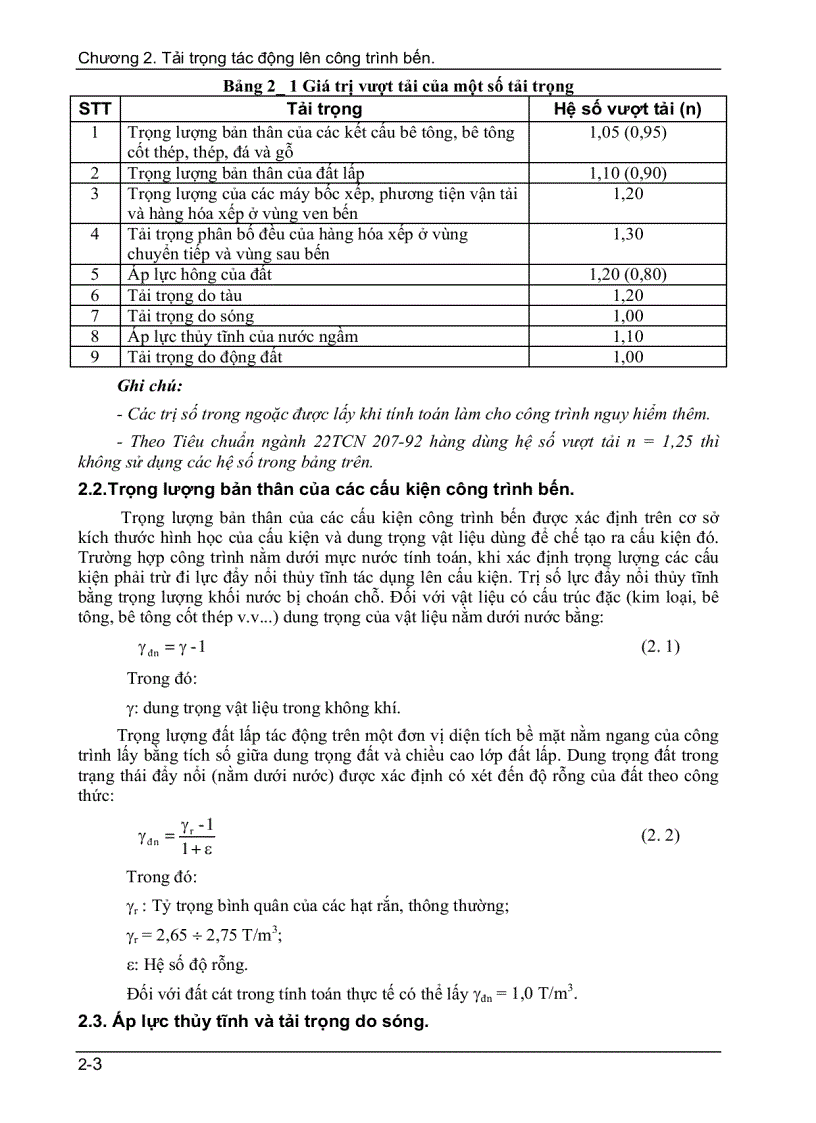 image for page Tải trọng tác động lên công trình bến