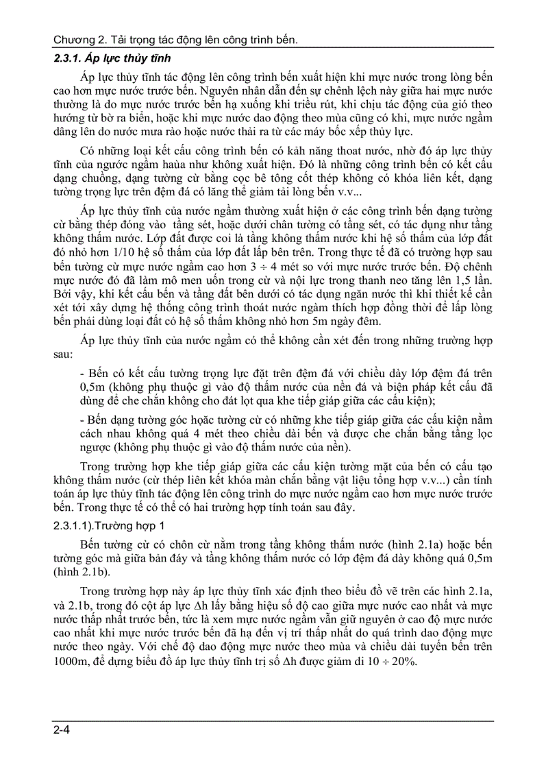 image for page Tải trọng tác động lên công trình bến