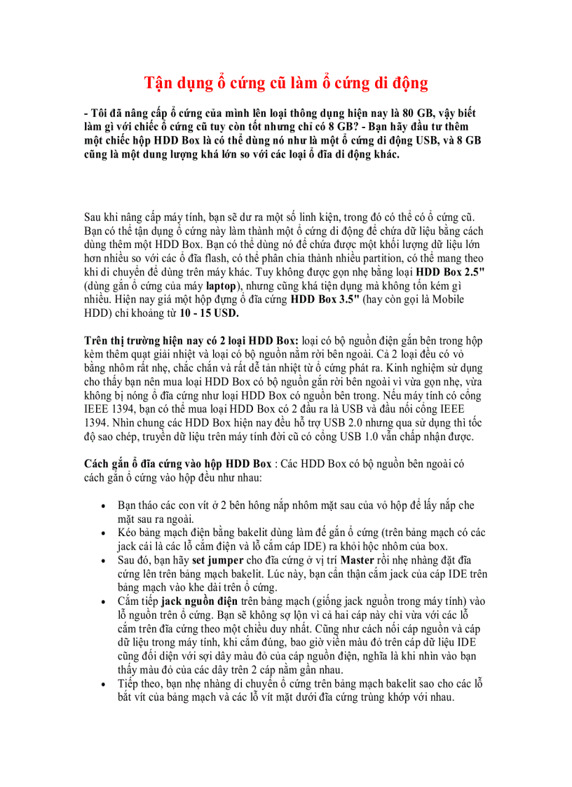 image for page Tận dụng ổ cứng cũ làm ổ cứng di động