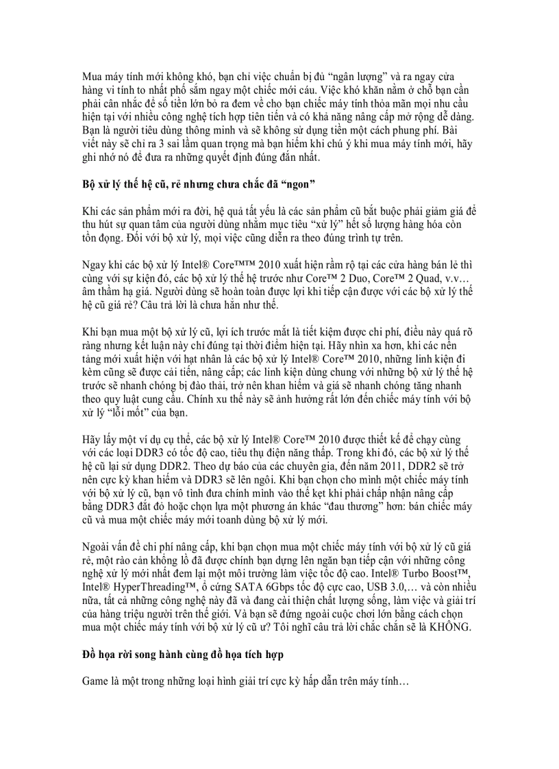 image for page Mua máy tính mới ba sai lầm thường mắc phải