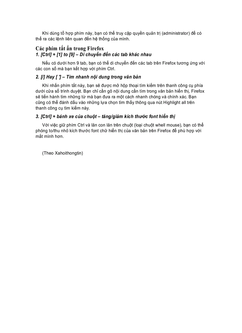 image for page Những phím tắt thú vị trong Windows XP và Firefox