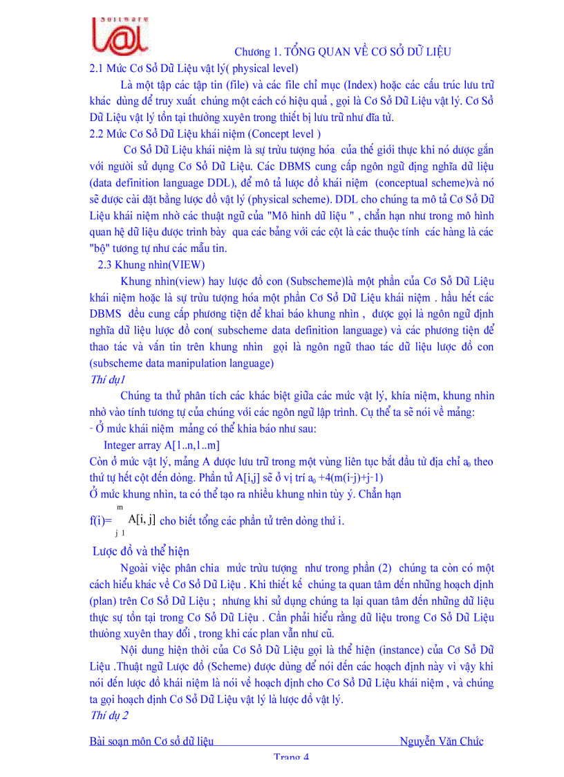 image for page Tổng quan về cơ sở dữ liệu