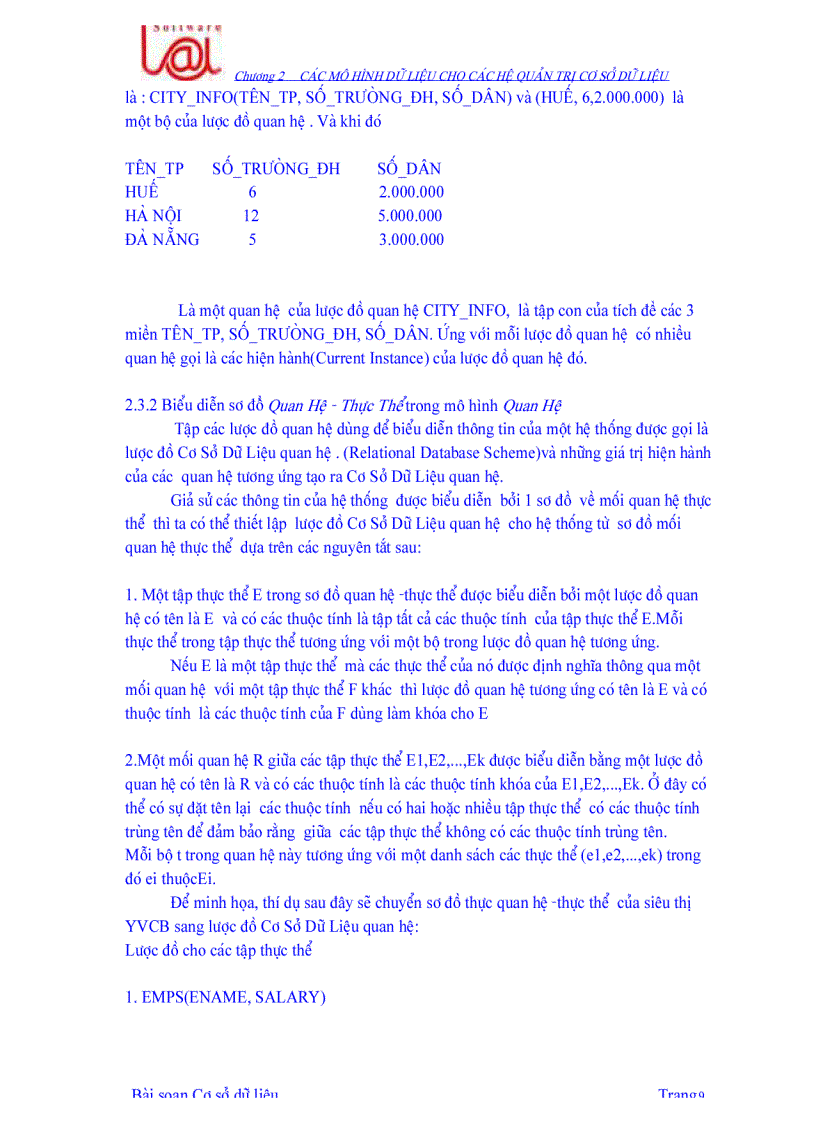 image for page Các mô hình dữ liệu cho các hệ cơ sở dữ liệu