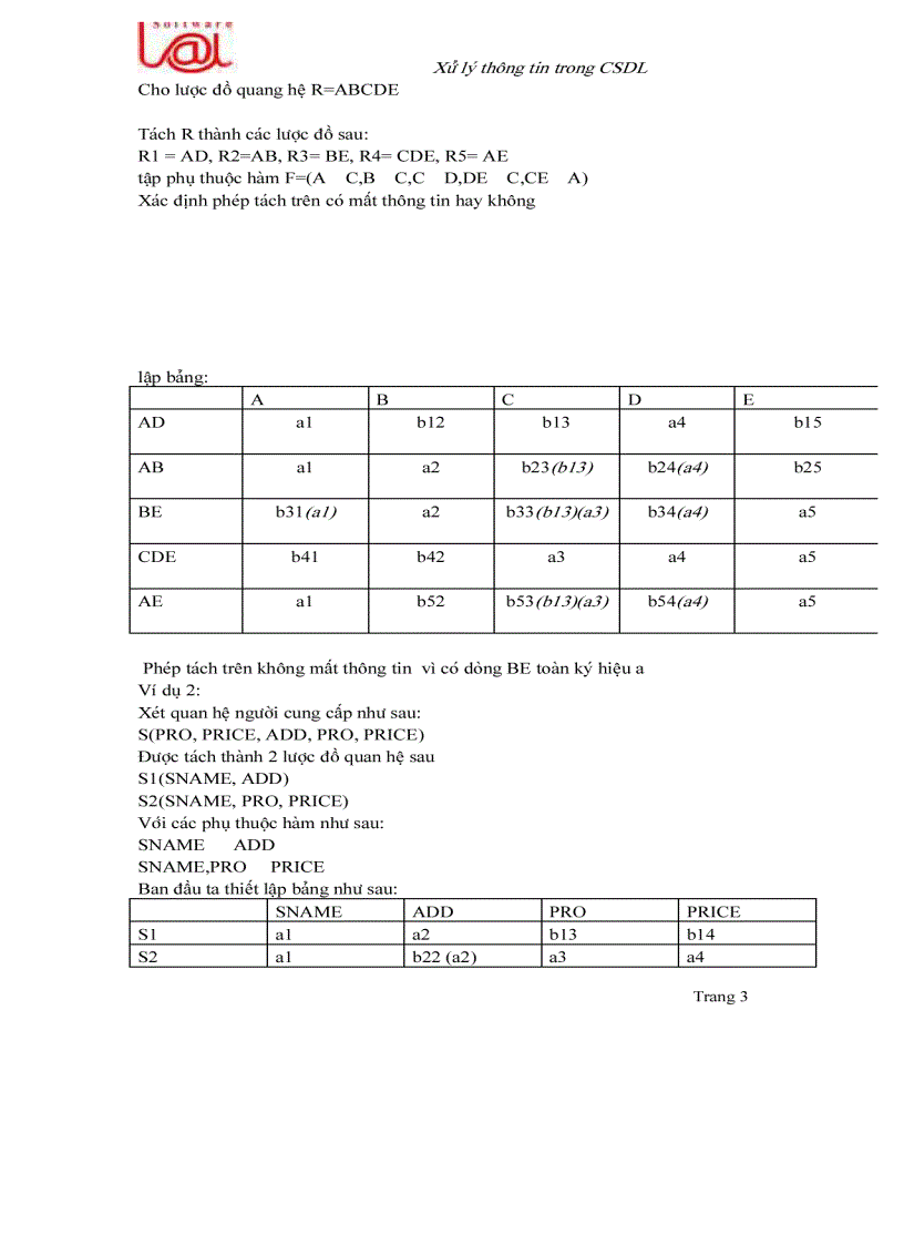 Tách không mất thông tin